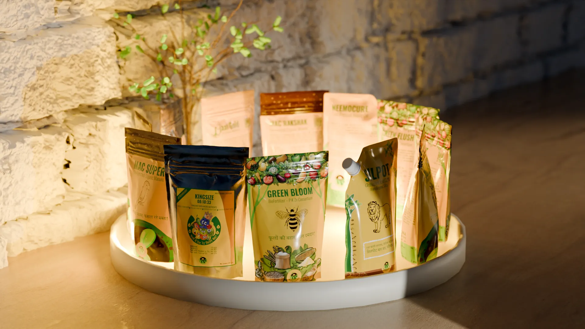 MitraSena Agri-products — 3D packaging range on tray